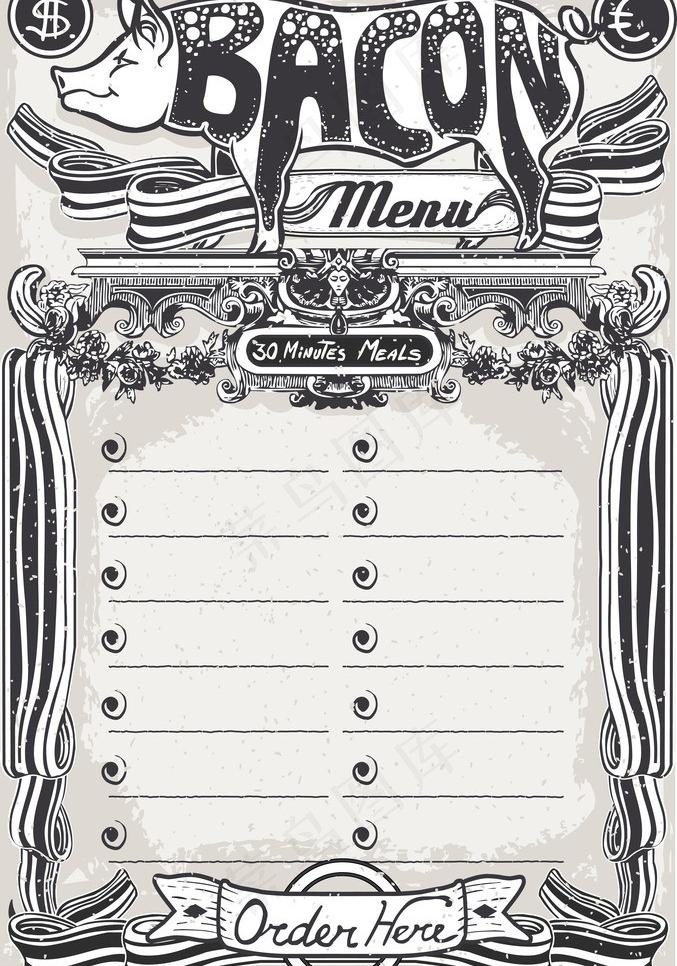 欧式复古菜单图片