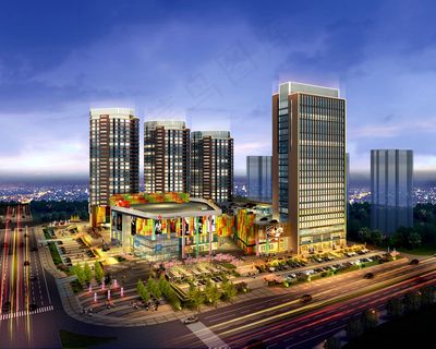 室外夜景广场效果图 室外夜景广场效果图