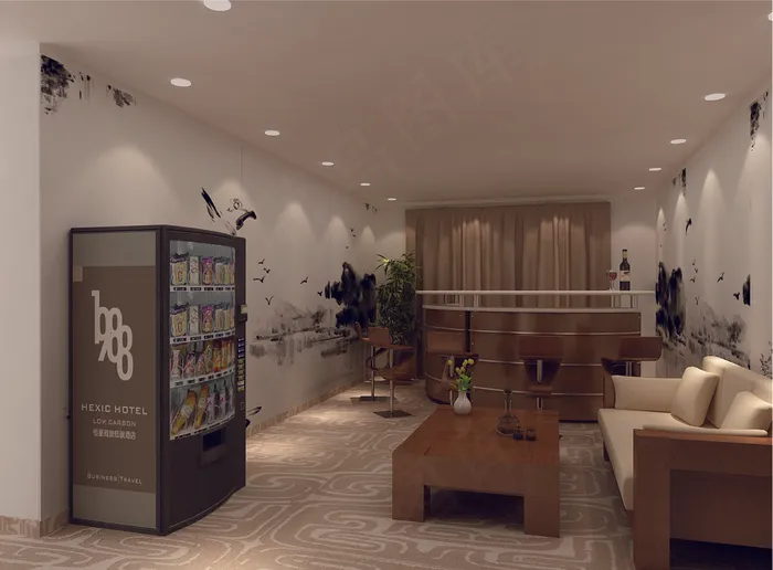 恒星大酒店电梯休息间效果图