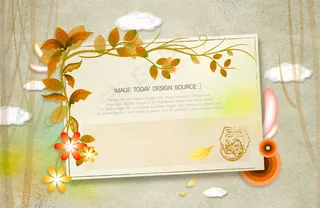 金色花卉儿童相册模板psd源文件