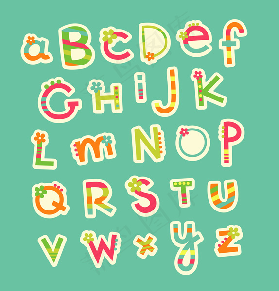 个性炫彩字母字体样式eps,ai矢量模版下载