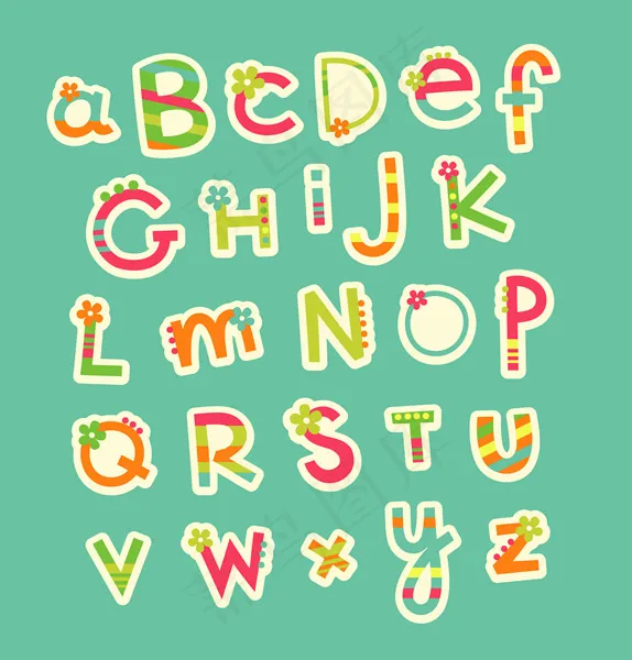 个性炫彩字母字体样式eps,ai矢量模版下载