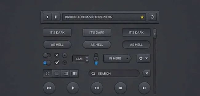 黑色播放器UI设计素材psd模版下载