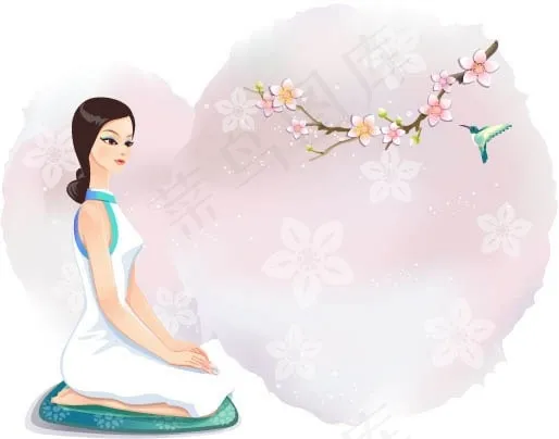 古典卡通美少女6矢量