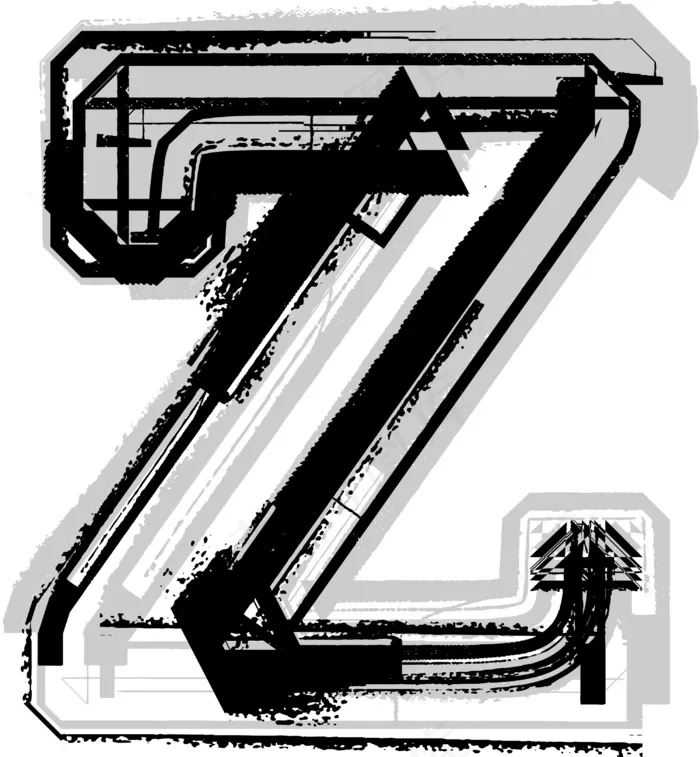 垃圾字体字母Zeps,ai矢量模版下载