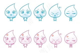 小水滴卡通图标矢量图下载