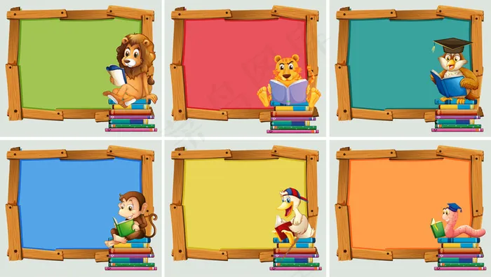 卡通动物与展板设计矢量素材eps,ai矢量模版下载