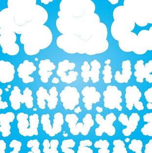 云的数字和字母的矢量图形eps,ai矢量模版下载