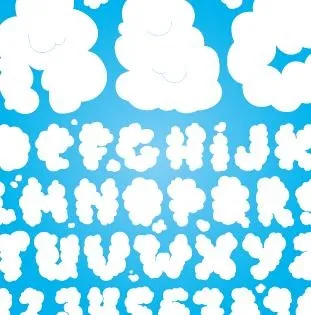 云的数字和字母的矢量图形eps,ai矢量模版下载