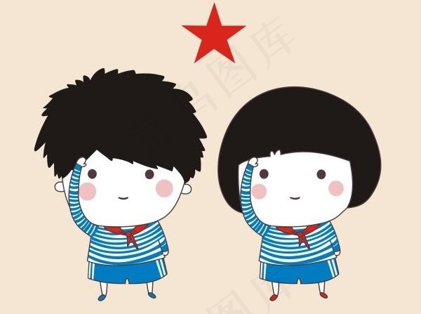 卡通少先队员向量