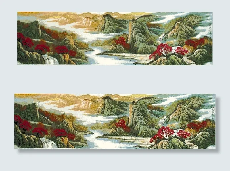十字绣风景图纸江山如此多娇图片