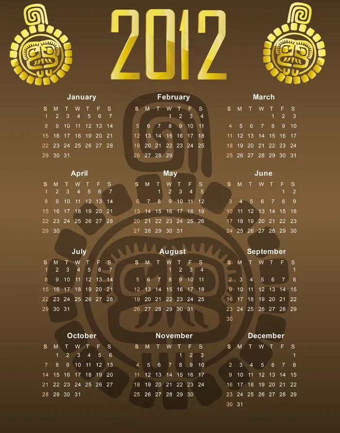 图腾纹样2012新年挂历矢量素材eps,ai矢量模版下载