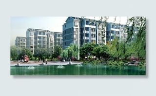 现代城市绿化型住宅小区建筑群3D效...