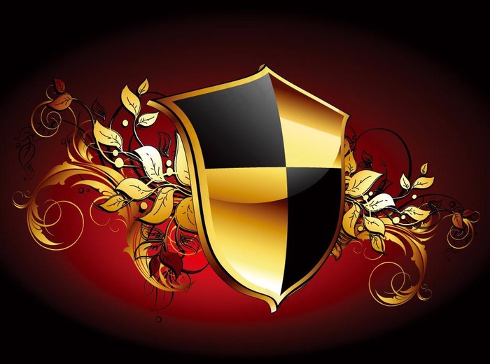 金色欧式 古典花纹 底纹盾牌图片