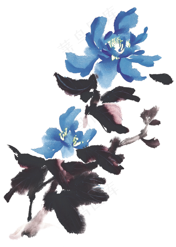 140款手绘水墨荷花荷叶背景PNG...(1500X1406)
