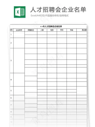 人才招聘会企业名单