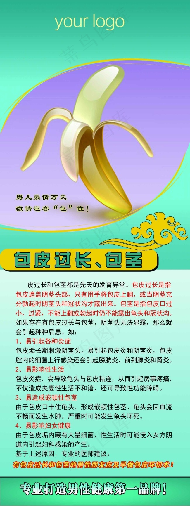 包皮包茎治疗易拉宝psd模版下载