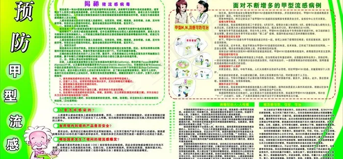 防H1N1流感知识(预防)图片cdr矢量模版下载