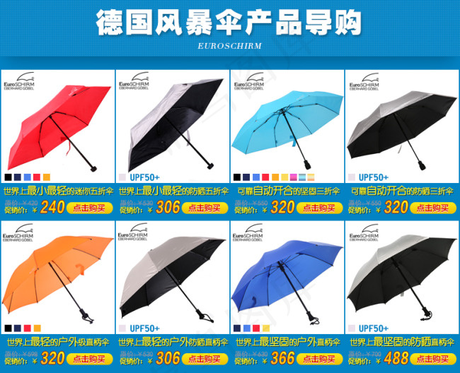 雨伞风暴伞详情页面关联销售psd模版下载