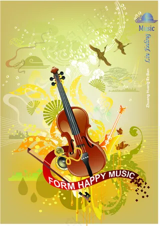 矢量小提琴复古元素