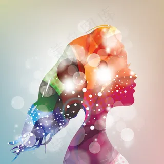 时尚美女头像梦幻素材分层