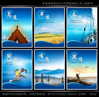全套企业文化展板海报PSD下载