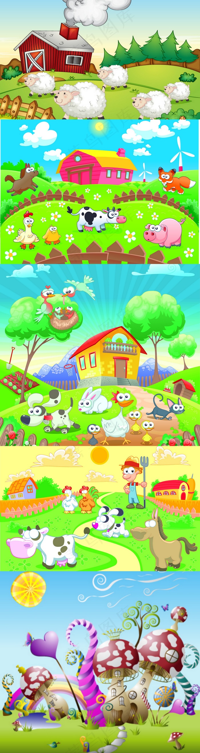 手绘卡通形象森林动物EPS矢量素材