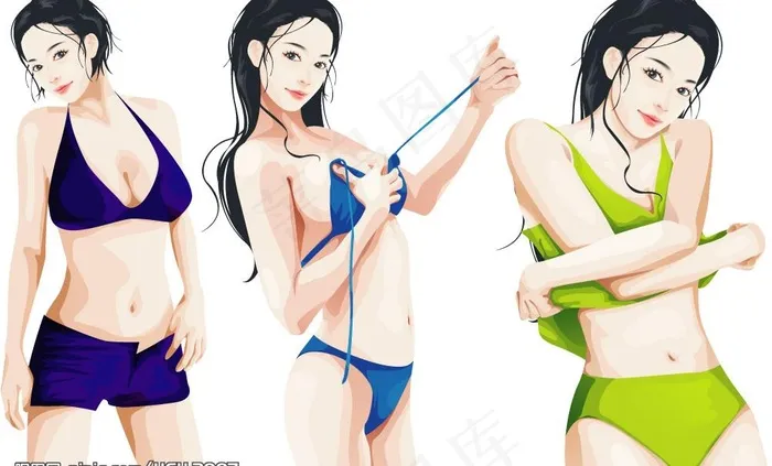 性感女孩图片ai矢量模版下载