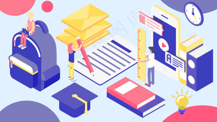 复习冲刺备考做笔记2.5d矢量插画
