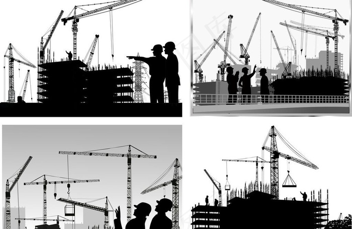 城市建筑工地剪影图片eps,ai矢量模版下载