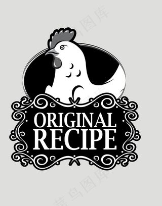 手绘动物简笔插画卡通动物鸡标识牌