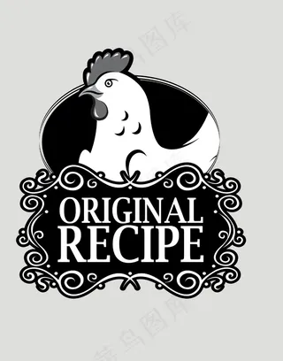 手绘动物简笔插画卡通动物鸡标识牌