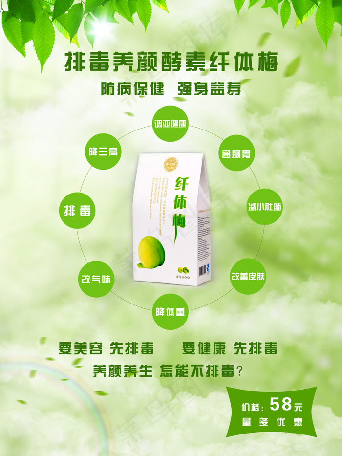 艾灸 宣传页海报绿色养生