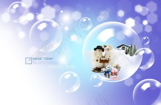 蓝紫色背景前的泡泡