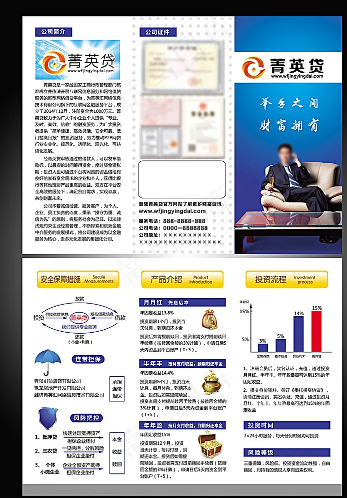 菁英贷大16开三折页图片(3437X2551(DPI:300))psd模版下载