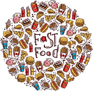 彩绘快餐食品矢量素材