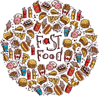 彩绘快餐食品矢量素材
