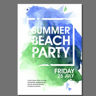 夏季沙滩派对海报矢量图图片