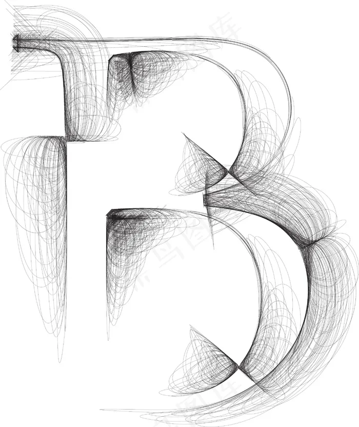 手绘字体字母B矢量插画