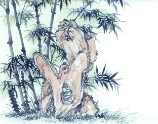 竹子怪石艺术