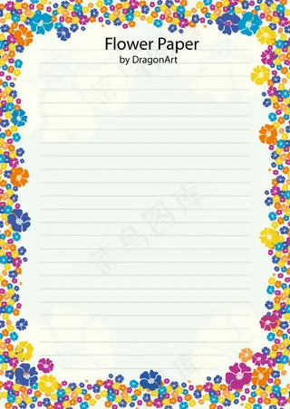 可爱花朵信纸矢量素材