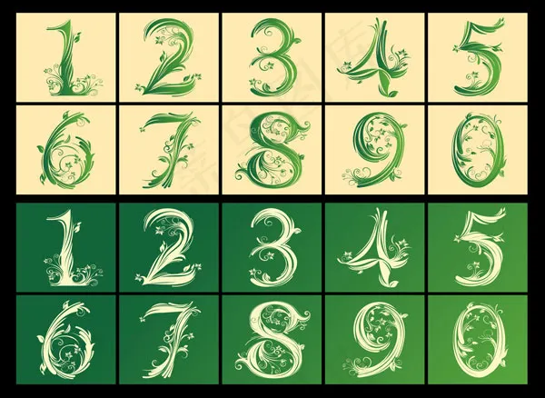 花纹阿拉伯数字矢量素材ai矢量模版下载