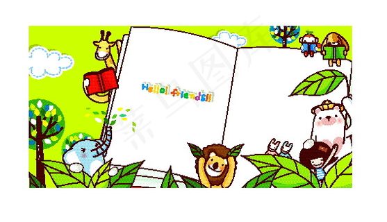 好朋友 卡通儿童插画 矢量EPS_...