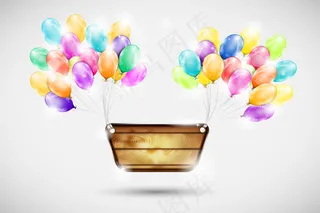 彩色气球装饰木牌矢量素材