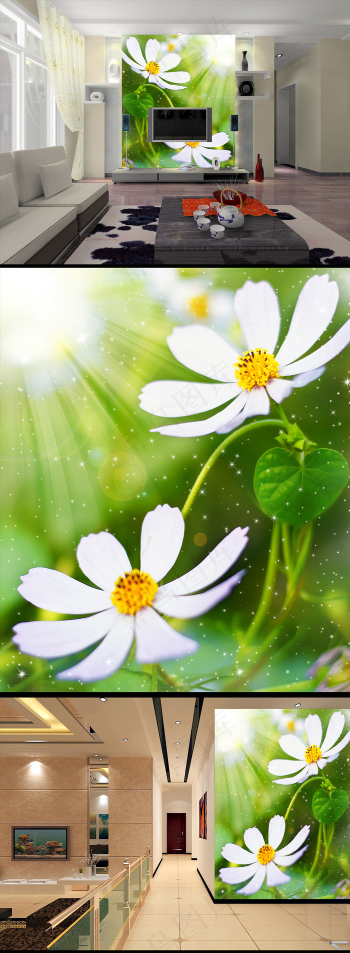 清纯小白花装饰背景图