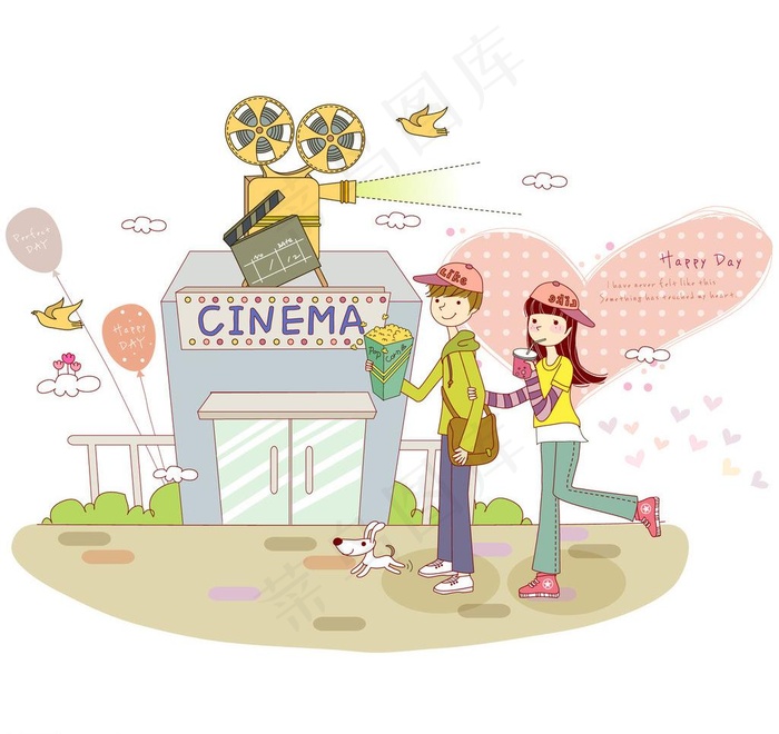 约会看电影的情侣图片