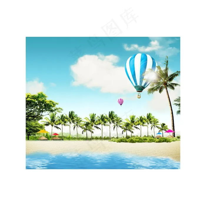 夏季海边风景psd素材(3500X3000(DPI:300))psd模版下载