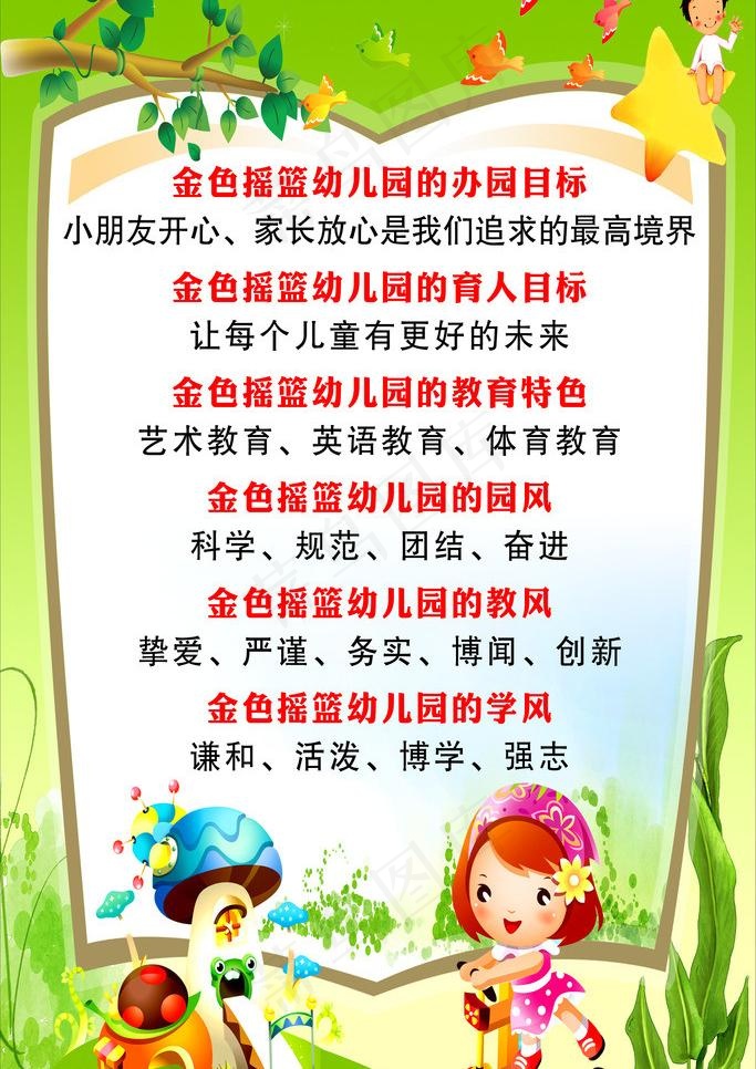 金色摇篮幼儿园学风图片psd模版下载