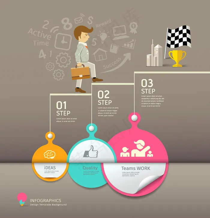 迈向成功商务信息图eps,ai矢量模版下载