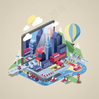 卡通城市矢量插画设计 卡通城市矢量插画设计